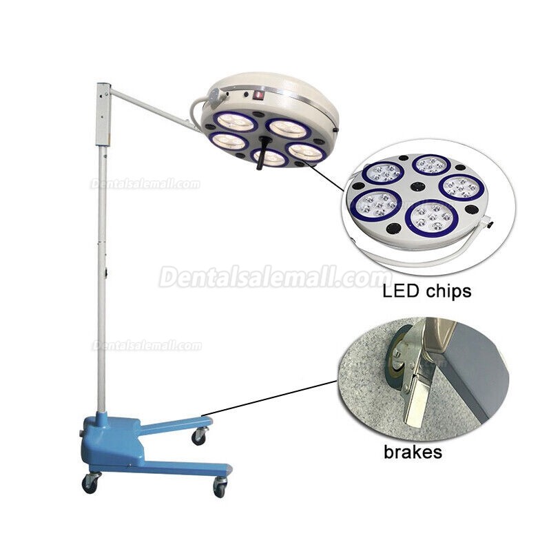 Mobile Floorstanding Dental Surgical Light LED Shadowless Operating Lamp 5 Reflectors 30 LEDs